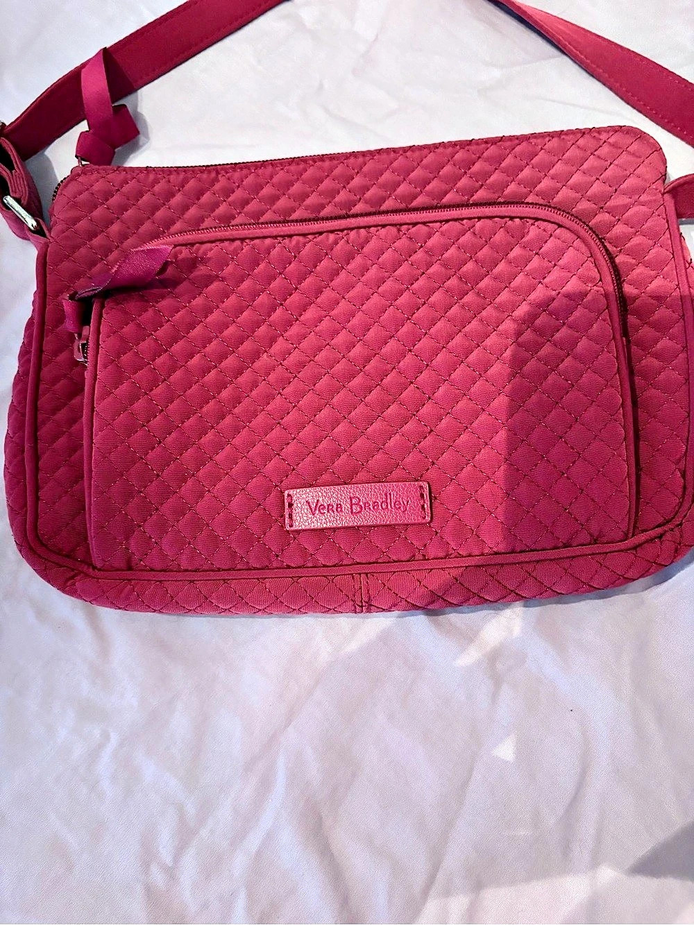 Vera Bradley Quilted Microfiber Crossbody Bag in deep pink